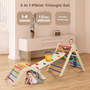 Gimnasio Interior para Niños 5 en 1, Marco de Escalada de Madera Plegable para Niños Pequeños con Rampa y Arco - Product Image 3