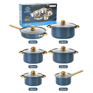 6-mảnh màu xanh không dính <span class=keywords><strong>Cookware</strong></span> <span class=keywords><strong>Set</strong></span> thép không gỉ chiên chảo nấu ăn nồi thịt hầm nồi đặt - Product Image 5