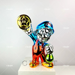 Estatua <span class=keywords><strong>de</strong></span> <span class=keywords><strong>Mario</strong></span> <span class=keywords><strong>Bros</strong></span> en Cromo Rojo y Azul, Decoración para el Hogar, Figura <span class=keywords><strong>de</strong></span> <span class=keywords><strong>Mario</strong></span> <span class=keywords><strong>de</strong></span> Dibujos Animados <span class=keywords><strong>de</strong></span> 40 cm, Colores Personalizados, Escultura <span class=keywords><strong>Super</strong></span> Pop Art <span class=keywords><strong>de</strong></span> <span class=keywords><strong>Mario</strong></span> - Product Image 3