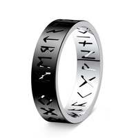 Bague creuse nordique viking de 8 mm, bijoux rétro en acier inoxydable avec runes pour hommes et femmes
