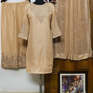 High Quality Georgette <b>Top</b> With Beautiful Georgette Plazzo With Foil Mirror Work & Sequence Work Fully Stitched Ready to Wear - Product Image 1