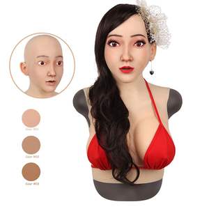 URCHOICE Transgenre <span class=keywords><strong>Travesti</strong></span> Cosplay Crossdresser Silicone Chapeaux Déguisement Masque Femme avec Coupe C Faux Seins Forme Du Sein - Product Image 1