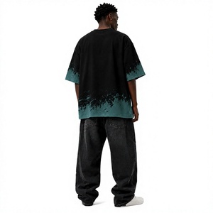 Oversized Men T Shirt Graphic Print Short Sleeve Tee Splatter Color Block Streetwear Top - Product Image 2