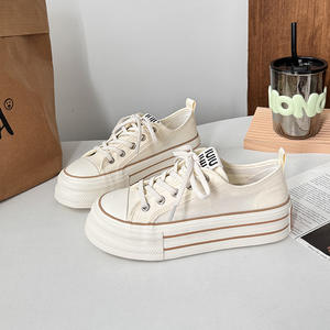 Chaussures en toile à semelle épaisse pour femmes avec lacets, chaussures décontractées pour étudiants du campus, chaussures de marche en plein air pour filles, style toile - Product Image 5