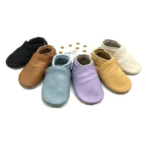 Newborn Baby Cowhide Shoes Solid Winter Warm Non-slip Toddler Infant Leather Walking Shoes