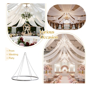 Anneaux suspendus de rideau de <span class=keywords><strong>plafond</strong></span> en métal argenté 24 pouces Cérémonie de <span class=keywords><strong>mariage</strong></span> Anneaux suspendus au <span class=keywords><strong>plafond</strong></span> <span class=keywords><strong>Kit</strong></span> de quincaillerie - Product Image 1