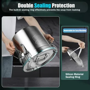 Contenitore in Acciaio Inox 304 da 12L Bymaocar, Secchio Metallico per Conservazione in Cucina, Ermetico - Product Image 6