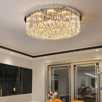 JYLIGHTING Modem Lustre rond en cristal de luxe pour la décoration de la maison Plafonnier en cristal pour le salon des hôtels