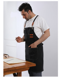 <span class=keywords><strong>Delantal</strong></span> de cocina de Chef con babero para <span class=keywords><strong>hombre</strong></span> de lona de algodón resistente al desgaste bien hecho con bolsillo ajustable a la venta - Product Image 6