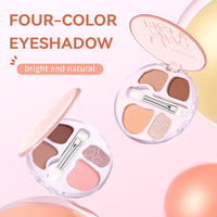 Palette de fards à paupières quatre couleurs, fard à paupières léger multi-usages avec pinceau intégré