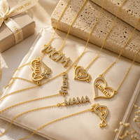 Collier pendentif cœur pour femme, plaqué or, zircon, collier avec inscription « Mama », chaîne claviculaire légère et luxueuse