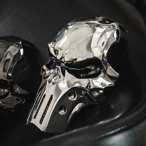 Cubierta de Bobina con Forma de Calavera para Softail de 18 Pulgadas o Posteriores, Touring de 24 Pulgadas o Posteriores, Street <span class=keywords><strong>Glide</strong></span>, <span class=keywords><strong>Road</strong></span> <span class=keywords><strong>Glide</strong></span> y Modelos <span class=keywords><strong>CVO</strong></span>, en Cromo Dorado Eclipse Negro - Product Image 5