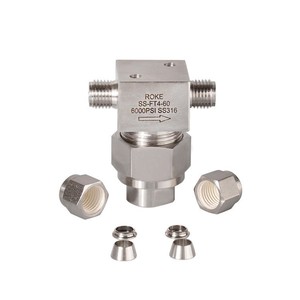 ROKE ตัวกรองสามทางสแตนเลส SS-FT4-60 6000PSI SS316 ข้อต่อไฮดรอลิก - Product Image 5
