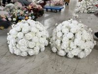 F143 Bunga Mawar Sutra Putih Berkualitas Tinggi yang Dapat Disesuaikan, Dekorasi Lengkung, Bola Bunga, Karangan Bunga Lorong untuk Dekorasi Pernikahan Dalam/Luar Ruangan