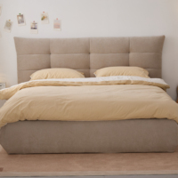 Lit double moderne en bois minimaliste avec rangement, collection 2026 – Vente en gros