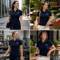 Chemise à manches courtes en tricot pour femme avec logo personnalisé, col rabattu, fermeture éclair 1/4 au dos, vêtements de sport, tennis, équitation, golf