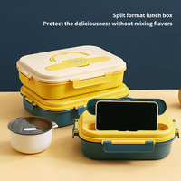 Boîte à lunch thermique en acier inoxydable 304 pour les travailleurs et les plateaux à bento compartimentés spécifiques aux étudiants, micro-ondable