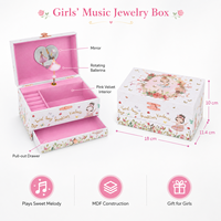 Boîte à bijoux musicale élégante pour filles, en papier, à manivelle, écologique, avec figurine de ballerine/unicornes rotative et doublure douce