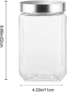 Frasco de Vidrio Cuadrado Hermético para Almacenamiento de Café en Grano, Estilo Rústico, con Tapa de Vidrio Hermética - Product Image 2