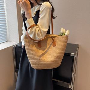 Bolsos de hombro casuales de gran capacidad para mujer, bolso tipo cubo para mujer, bolso de playa para vacaciones al aire libre, bolsos tote sencillos y modernos para mujer - Product Image 2