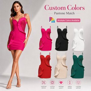 Robe mini sexy en forme de cœur rouge rose à volants pour femmes, robe de soirée scintillante à paillettes, <span class=keywords><strong>tenue</strong></span> d'anniversaire - Product Image 3