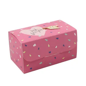 Factory Wholesale Square Birthday Pink Carrying Portable Decorating Supplies Tools Paper Cake Box With Custom Printed Log