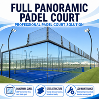 Terrain de paddle-tennis panoramique intérieur et extérieur DF Sports, revêtement de haute qualité, clubs et académies sportives