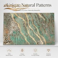 Marbre de luxe turquoise émeraude artistique, pierre naturelle polie unique avec veines, idéale pour la rénovation de villas de prestige