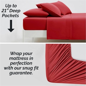 Parure de draps en microfibre de luxe, facile d'entretien, résistante aux plis, à la décoloration et aux taches, avec poche extra profonde de 21 pouces - Product Image 5