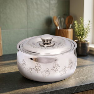 Stainless Steel Casserole <b>Pot</b> With <b>Lid</b> Round Minimalist Design Durable Metal Cookware For Gas And Induction Stoves - Product Image 3