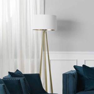 Hiện Đại Tối Giản Chân Máy Kim Loại Vàng Nhà Khách Sạn Phòng Ngủ Đứng Ánh Sáng Với Vải Bóng Đèn Sàn - Product Image 4