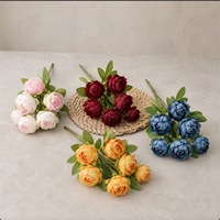 Buket Bunga Peony Buatan 6/7 Tangkai yang Elegan untuk Pernikahan, Hotel, Dekorasi Rumah, dan Fotografi