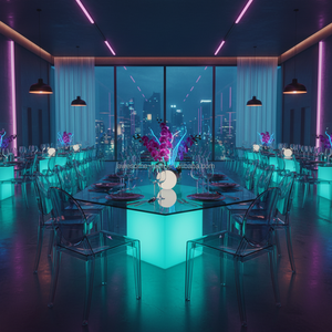 Tables longues et étroites éclairées par LED, <span class=keywords><strong>table</strong></span> lumineuse RGB colorée pour le dîner - Product Image 5