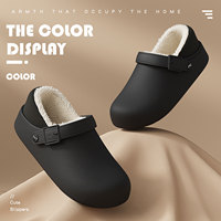 Chaussons d'hiver pour la maison - Chaussures chaudes en peluche antidérapantes à semelle souple en EVA imperméable
