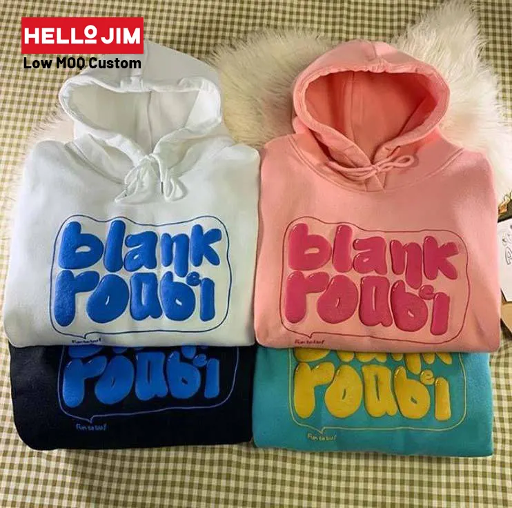 Personalizado Plain Bulk Hoodie Manufacturers Heavyweight 100% Cotton French Terry puff impresión Sudadera con capucha fabricante