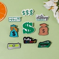 Gros promotion Dollar sacs d'argent Fortune notes métal émaillé goutte d'huile broche chapeau bord broche revers broche