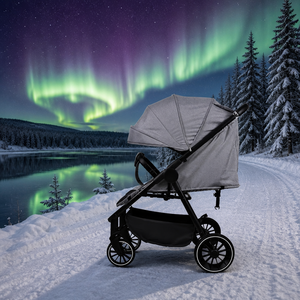 Passeggino <span class=keywords><strong>per</strong></span> bambini con telaio nero e carrozzina grigia, pieghevole rapidamente, <span class=keywords><strong>per</strong></span> passeggiate mattutine, scuola e passeggiate. - Product Image 1