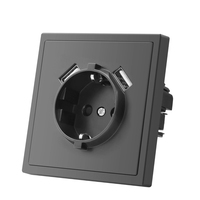 Prise murale électrique MVAVA conforme à la norme européenne, double pôle, 4 voies, en plastique, texture mate, sensation de peau, avec 2 prises USB Schuko