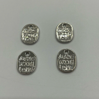 Breloque en métal poli argenté écologique avec inscription en relief pour chaussures habillées, accessoires capillaires, quincaillerie artisanale en gros