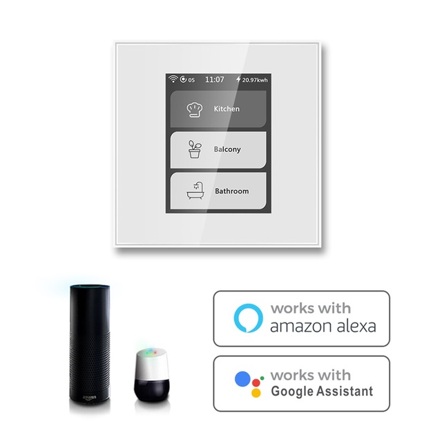 US EU 1/2/3 Gang Wireless Remote LCD Touch for Smart Life WiFi Light Switch with APP Voice Control 10A 250V