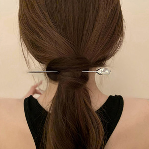 Sucette forme décorative épingle à cheveux baguettes bijoux de cheveux pour femmes Simple élégant boule ronde métal cheveux bâton fourchette <span class=keywords><strong>Chignon</strong></span> broche - Product Image 5