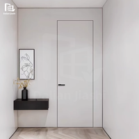 Porte en bois minimaliste à cadre invisible en aluminium, bois écologique, bord extrêmement fin, porte en bois pour chambre à coucher