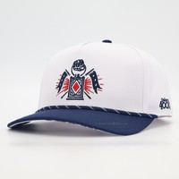 Casquette de baseball vintage à 5 panneaux avec broderie 3D personnalisée, visière plate bicolore - 100% coton, style sportif, réglable, type trucker