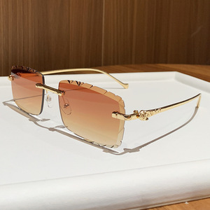 Carjia Frameless Square <b>Sunglasses</b> UV400 PC Lens Lightweight Unisex Fashion Retro Style - Product Image 2