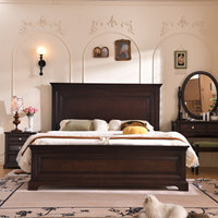 Lit double de 1,8 m en bois massif couleur noyer, style vintage américain de luxe, style français du milieu du siècle, pour villa