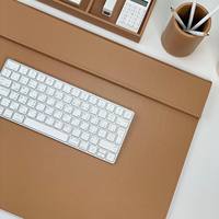 Ensemble de bureau de luxe en cuir marron premium + MDF, base de bureau exécutive, ensemble d'accessoires de bureau organisateurs 10 pièces