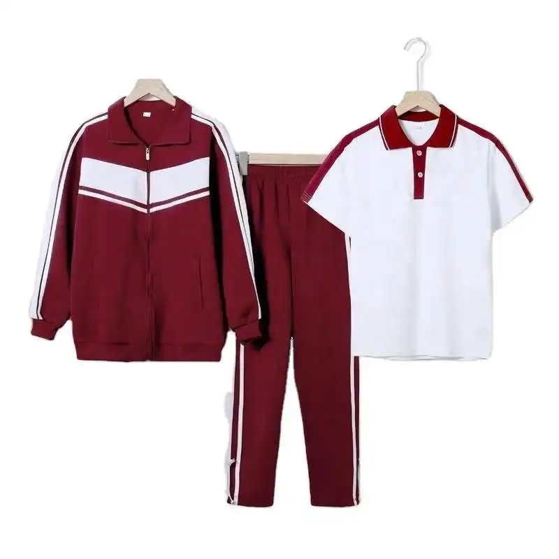 Amostra grátis elementares meninos e meninas uniforme escolar terno personalizado estilo britânico camisa jaqueta uniforme escolar americano Desig