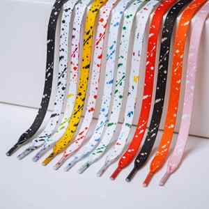 Cordones planos YS Cross-border Splash Ink de 8 mm al por mayor para zapatillas deportivas casuales AF1, par pequeño blanco - Product Image 1