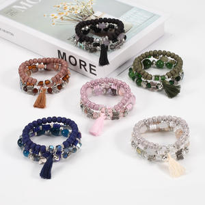 Fashion Jewelry Beaded <b>Bracelets</b> <b>Set</b> Bohemian Crystal Tassel Charm Unisex <b>Bracelets</b> Made In China - Product Image 2