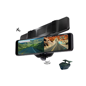 2K + 1080P 11.8 pouces vue complète 360 degrés panoramique DVR GPS enregistreur de conduite voiture 360 rétroviseur